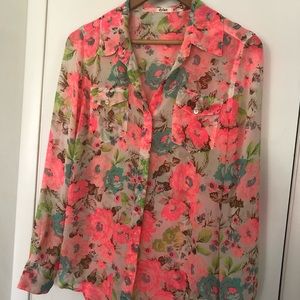 Dylan Los Angeles Sheer Bright Floral Top